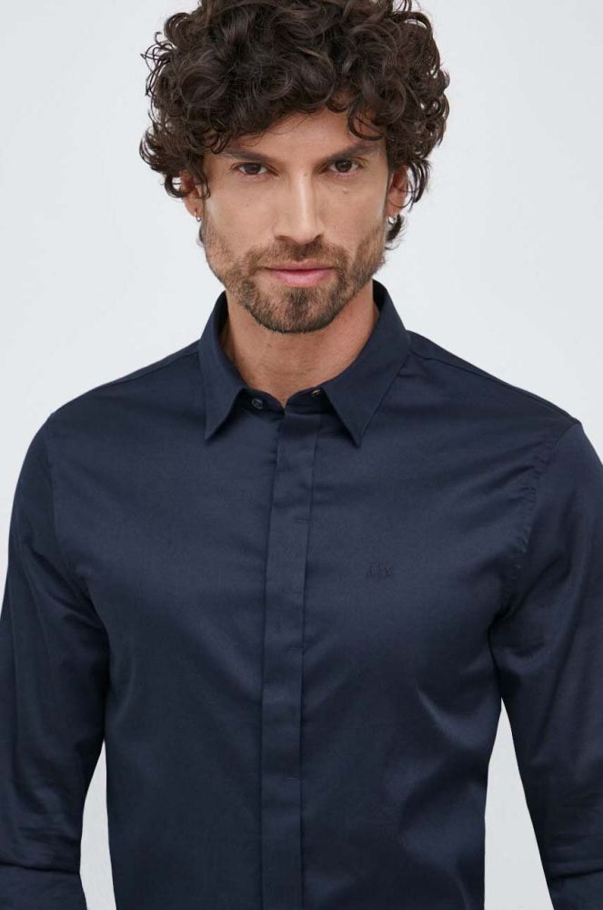 Сорочка Armani Exchange чоловіча колір синій slim класичний комір (3050794)
