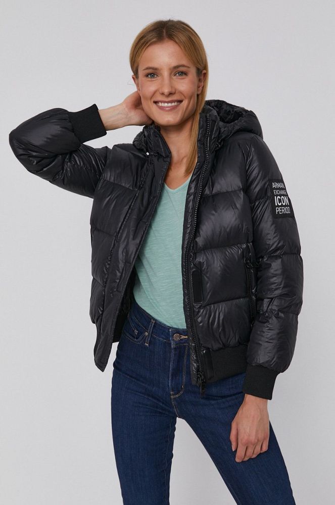 Пухова куртка Armani Exchange жіноча колір чорний зимова (1585967)