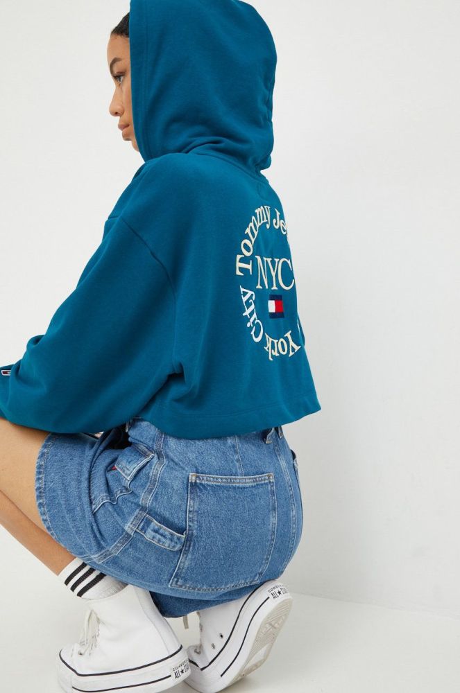 Кофта Tommy Jeans жіноча колір бірюзовий з аплікацією