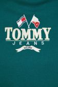 кофта Tommy Jeans жіноча колір зелений з капюшоном з аплікацією
