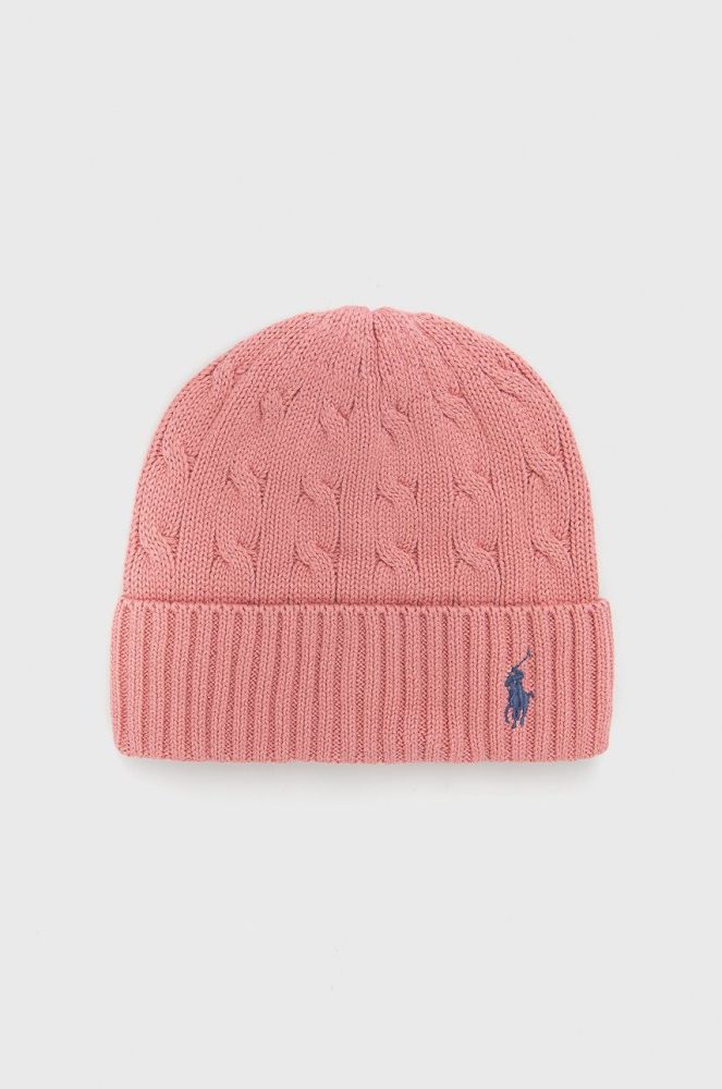Бавовняна шапка Polo Ralph Lauren колір рожевий з бавовни
