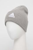 Шапка adidas колір сірий з товстого трикотажу