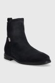 Замшеві черевики Tommy Hilfiger Th Essentials Flat Boot жіночі колір синій на плоскому ходу