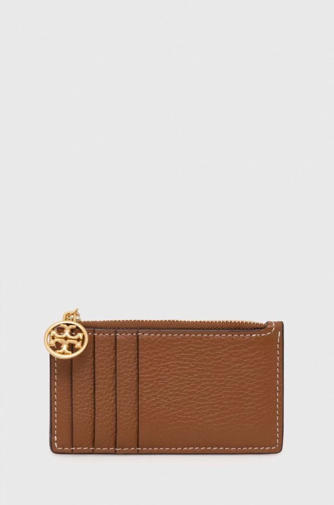 Шкіряний гаманець Tory Burch жіночий колір коричневий