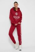 Кофта Guess жіноча колір червоний з капюшоном з принтом (3585099)