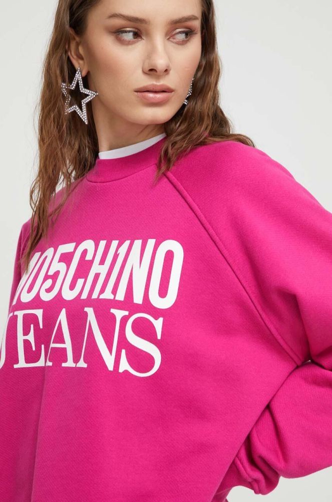 Бавовняна кофта Moschino Jeans жіноча колір рожевий з принтом