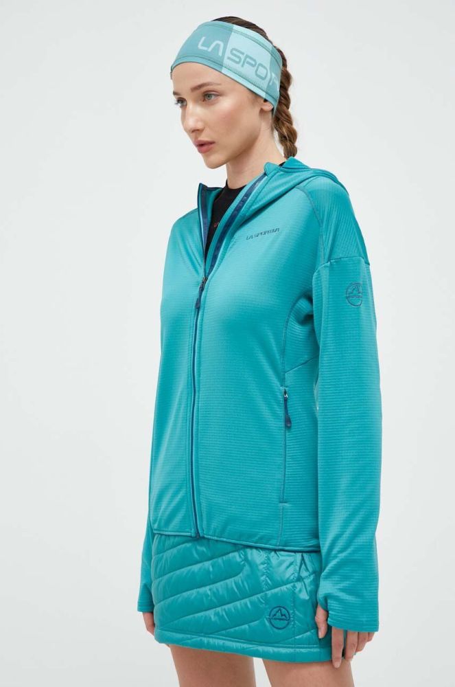 Спортивна кофта LA Sportiva Upendo Hoody колір зелений з капюшоном однотонна