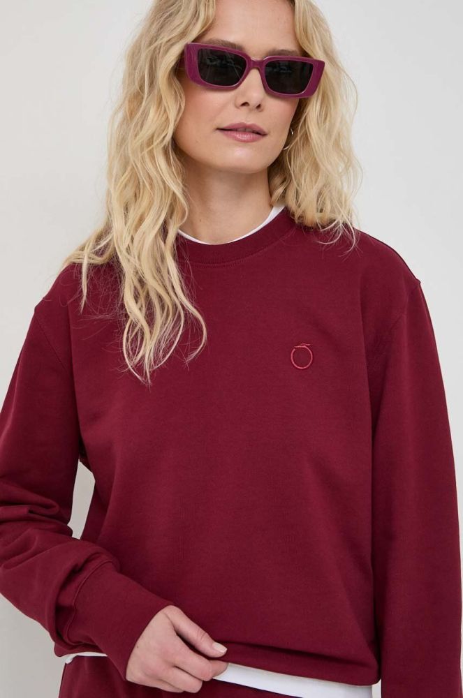 Бавовняна кофта Trussardi жіноча колір бордовий однотонна