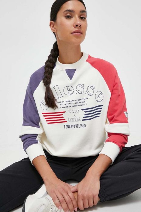 Бавовняна кофта Ellesse жіноча колір бежевий візерунок