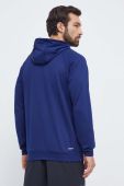 Тренувальна кофта adidas Performance колір синій з капюшоном з принтом