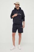 Кофта Armani Exchange чоловіча колір синій з капюшоном з принтом