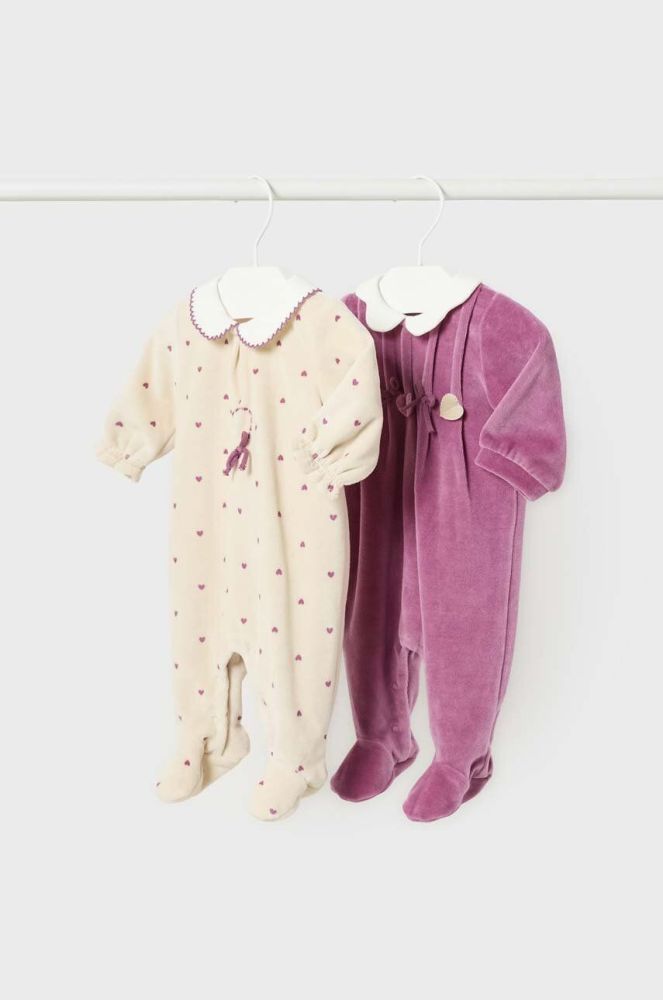 Дитячі повзунки Mayoral Newborn Gift box 2-pack колір фіолетовий (3449525)