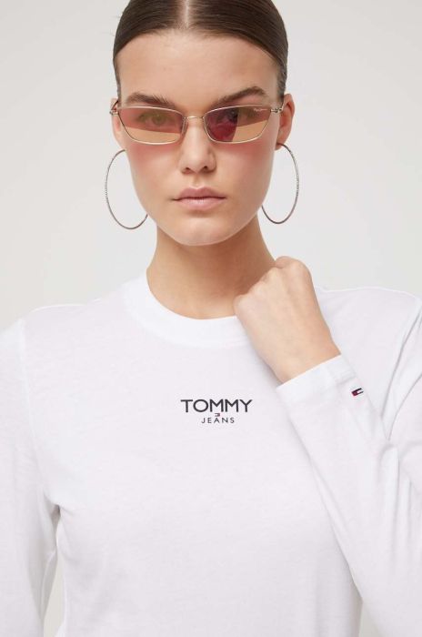 Бавовняний лонгслів Tommy Jeans колір білий (3574399)