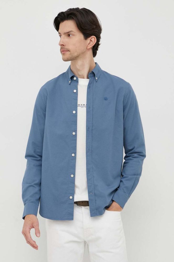 Бавовняна сорочка North Sails чоловіча regular комір button-down колір блакитний
