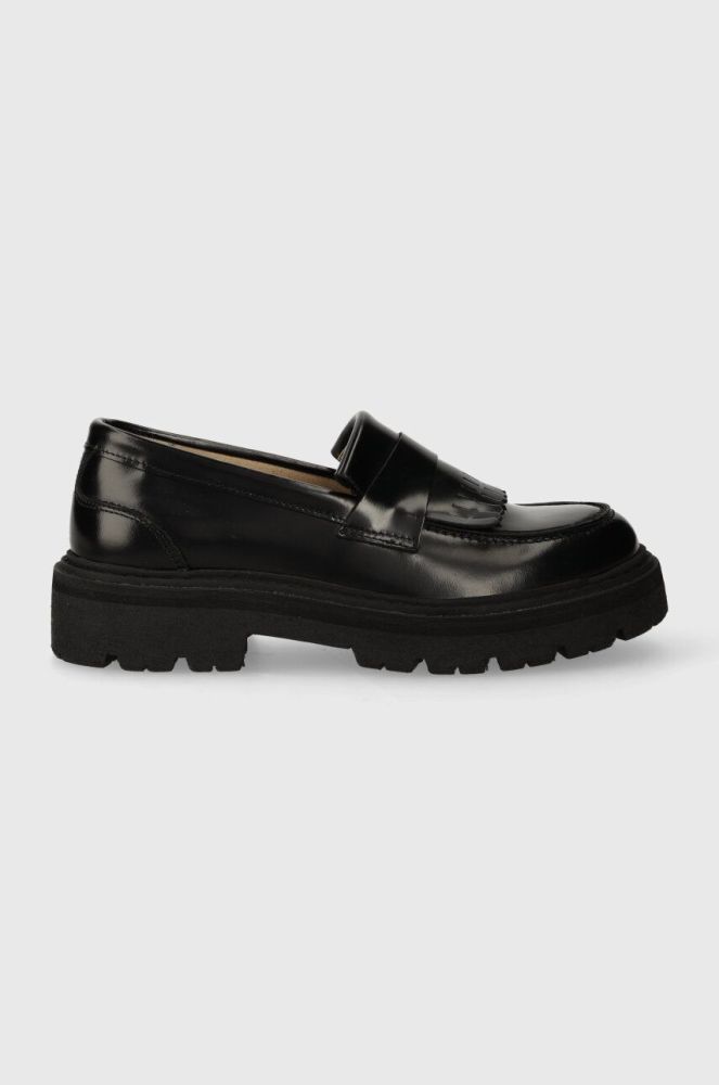 Шкіряні мокасини GARMENT PROJECT Spike Loafer жіночі колір чорний на плоскому ходу GPW2131