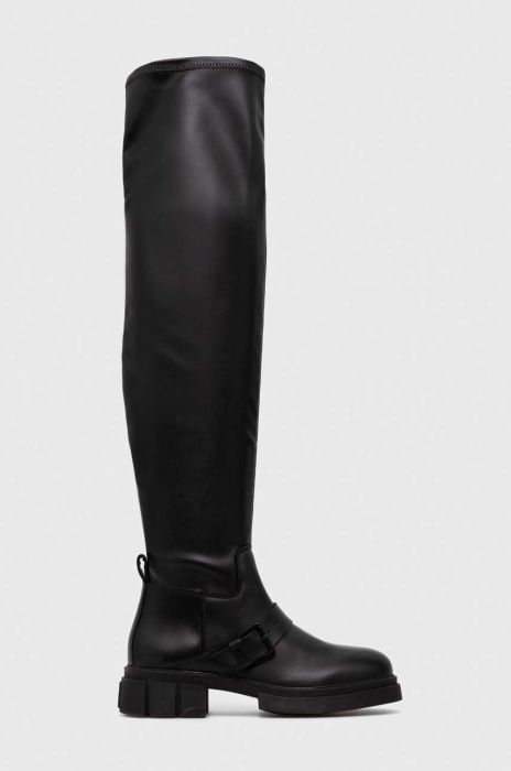 Чоботи Tommy Hilfiger STRETCH MONOCHROMATIC LONGBOOT жіночі колір чорний на платформі FW0FW07611