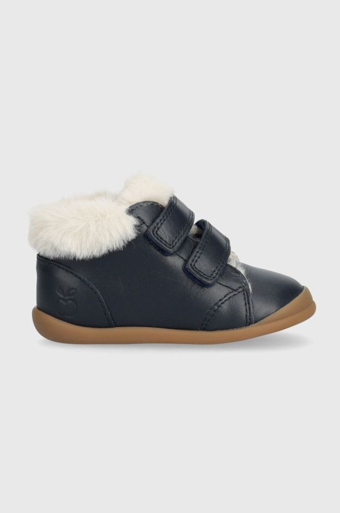 Дитячі шкіряні зимові черевики Pom D'api FLEX-UP EASY FUR колір синій (3573541)