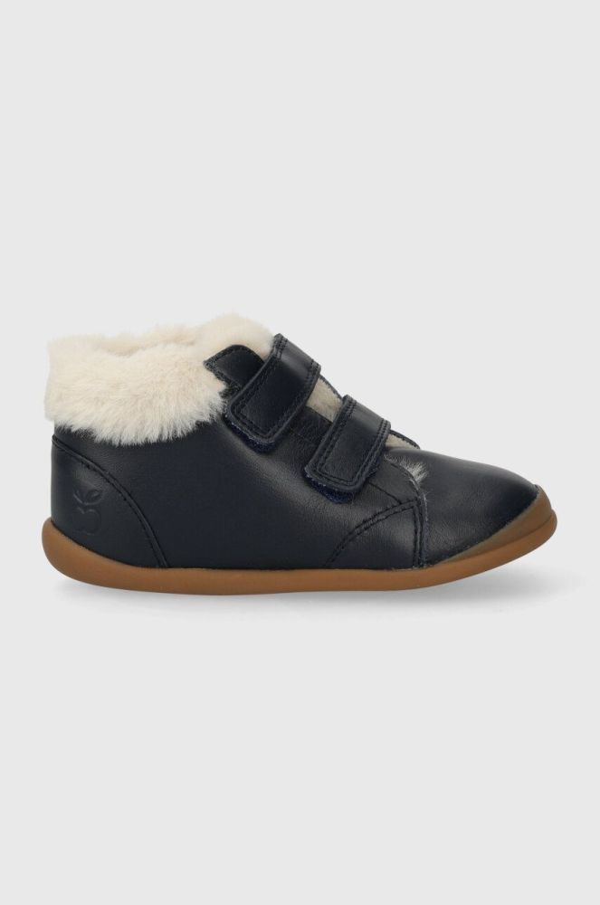 Дитячі шкіряні зимові черевики Pom D'api FLEX-UP EASY FUR колір синій (3616502)