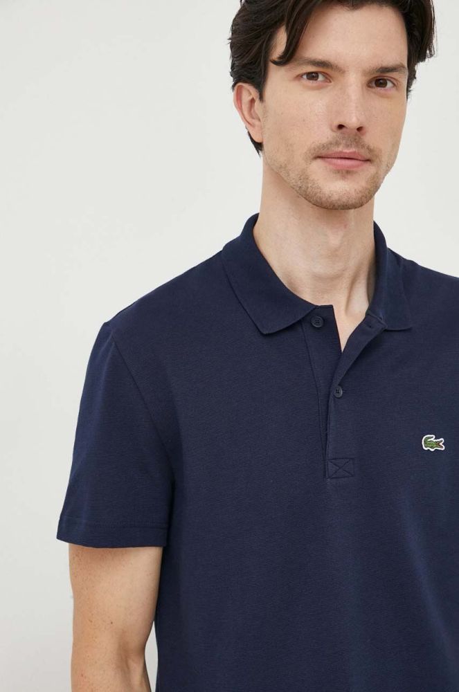 Поло Lacoste чоловічий колір синій однотонний
