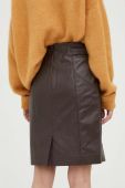 Шкіряна спідниця BA&SH колір коричневий mini пряма