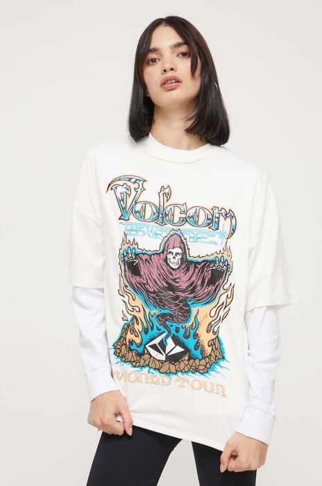 Бавовняна футболка Volcom жіночий колір білий
