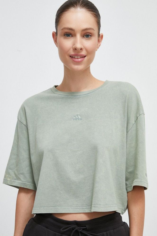 Бавовняна футболка adidas колір зелений (3568850)