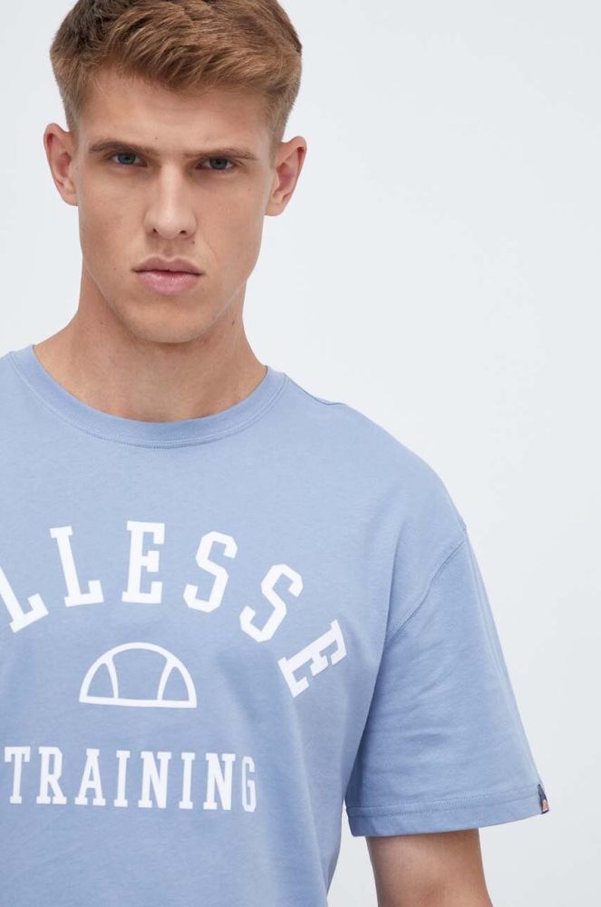 Бавовняна футболка Ellesse з принтом колір блакитний (3551754)