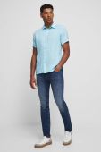 Сорочка з льону Medicine чоловіча колір бірюзовий regular класичний комір