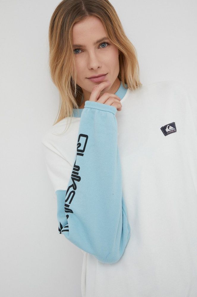 Бавовняна кофта Quiksilver жіноча колір білий з принтом