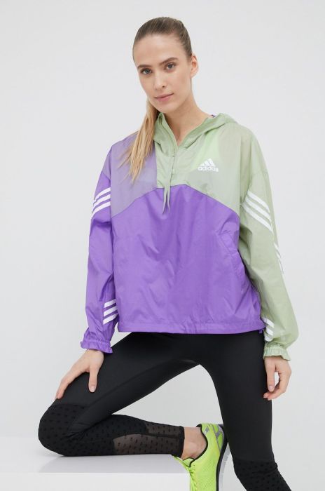 Вітровка adidas Performance Back to Sport колір фіолетовий перехідна oversize