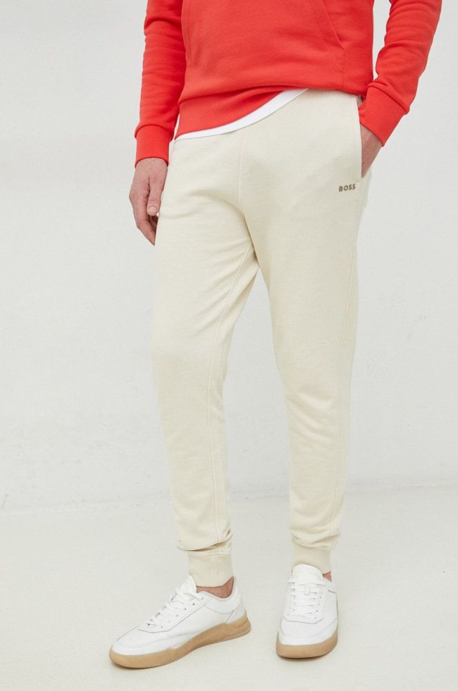 Бавовняні спортивні штани BOSS BOSS CASUAL чоловічі колір сірий однотонні (2895054)