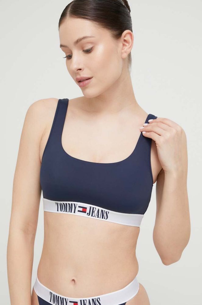 Купальний бюстгальтер Tommy Jeans колір синій м'яка чашечка (3069610)