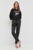 Кофта Guess жіноча колір чорний з капюшоном з аплікацією (2896264)