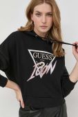 Кофта Guess жіноча колір чорний з капюшоном з аплікацією (2896264)