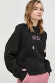 Кофта Guess жіноча колір чорний з капюшоном з принтом (2908684)