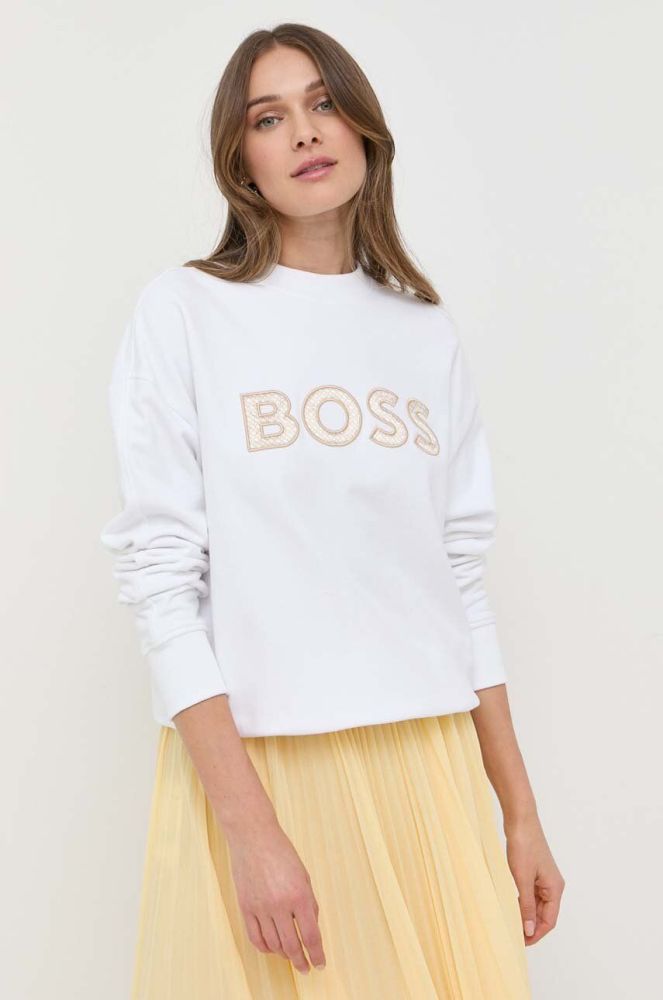 Кофта BOSS жіноча колір білий з аплікацією (3221784)