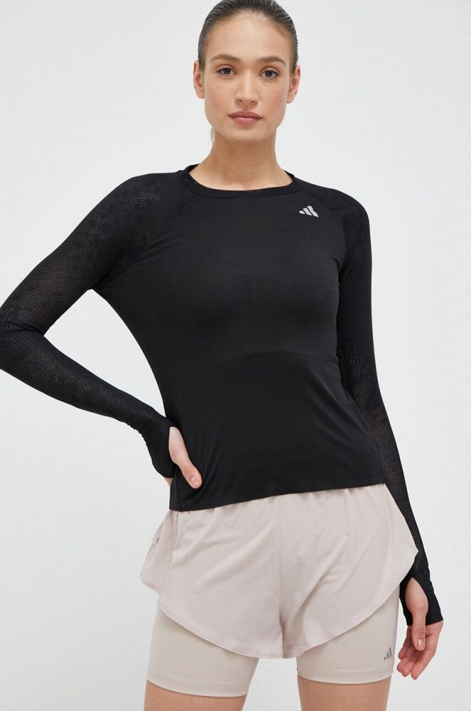 Лонгслів до бігу adidas Performance Adizero колір чорний