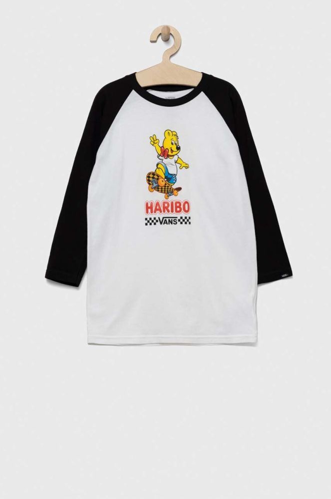 Дитячий бавовняний лонгслів Vans x Haribo колір білий візерунок
