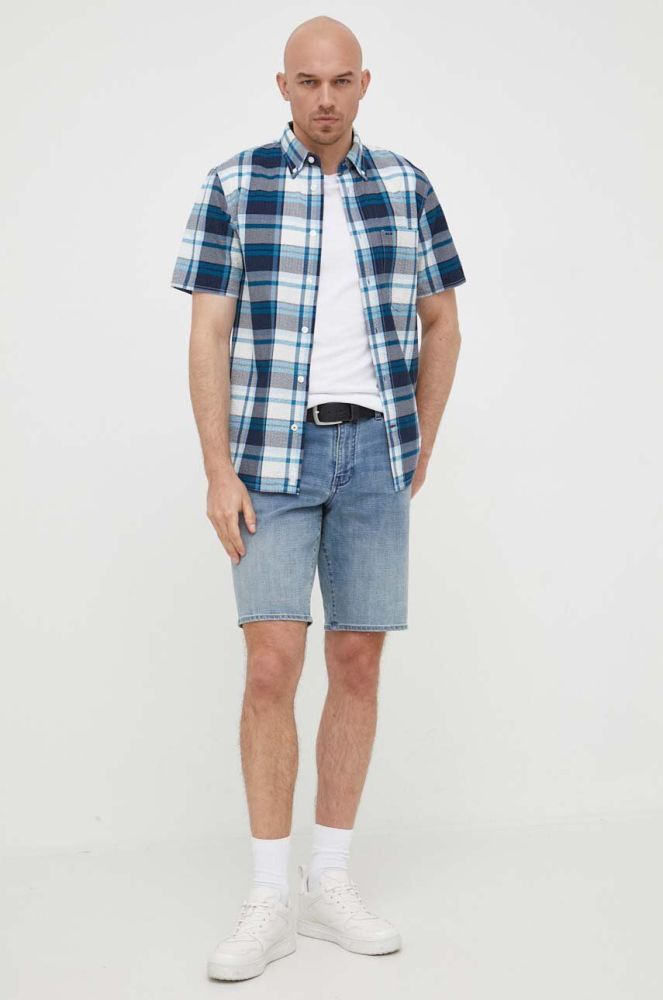 Бавовняна сорочка Tommy Hilfiger чоловіча колір синій regular комір button-down (3250806)