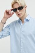 Сорочка HUGO чоловіча regular з італійським коміром колір блакитний