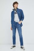Джинсова сорочка Wrangler чоловіча колір синій regular класичний комір