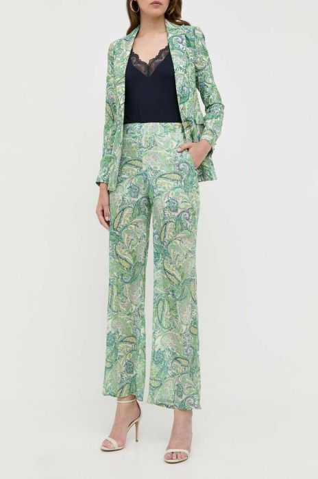 Штани Morgan жіночі колір зелений пряме висока посадка (3285300)