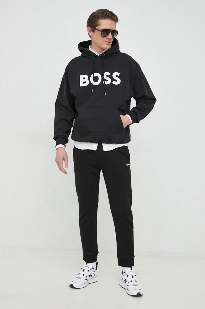 Бавовняні спортивні штани BOSS BOSS GREEN чоловічі колір чорний