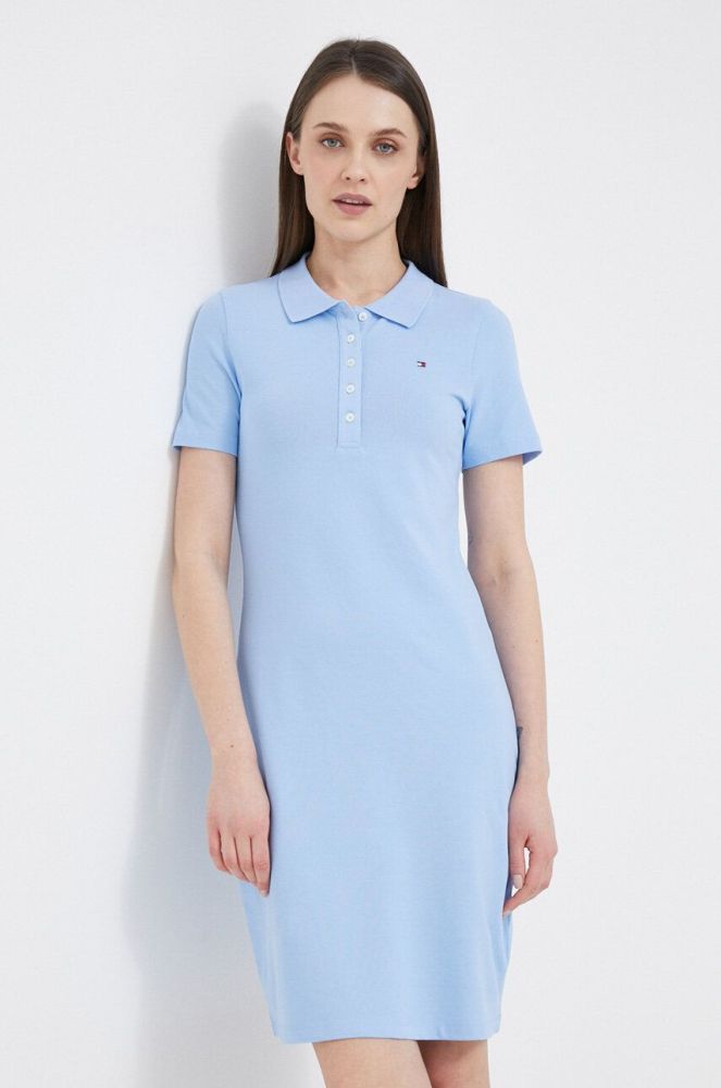 Сукня Tommy Hilfiger mini облягаюча колір блакитний