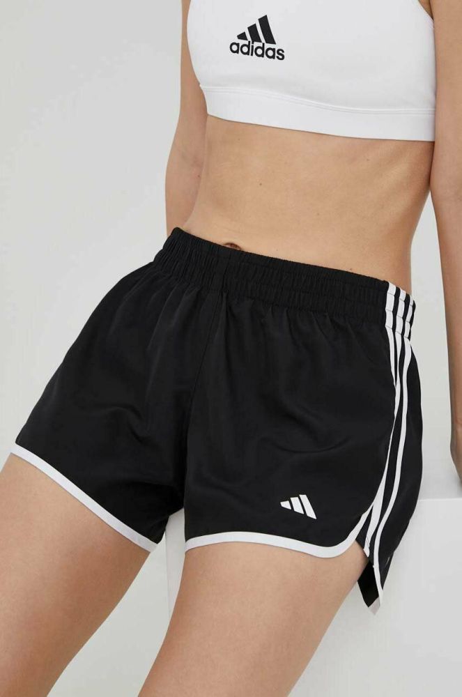 Шорти для бігу adidas Performance Marathon 20 колір чорний з аплікацією середня посадка