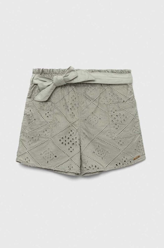 Дитячі бавовняні шорти Guess колір зелений однотонні (3078783)