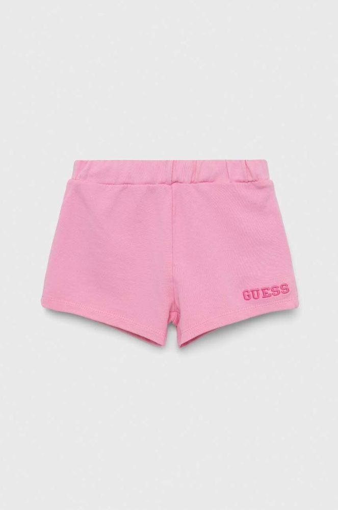 Дитячі бавовняні шорти Guess колір рожевий однотонні (3004656)