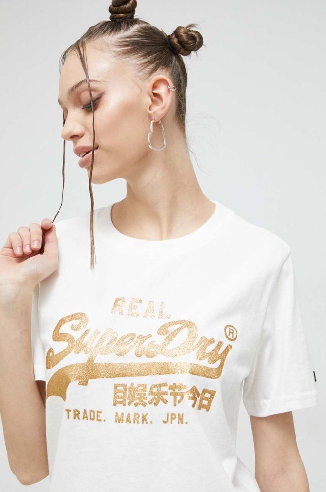 Бавовняна футболка Superdry колір білий (3023812)