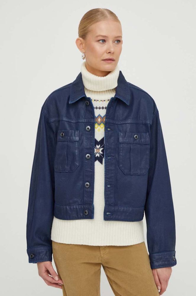 Джинсова куртка G-Star Raw жіноча колір синій перехідна oversize