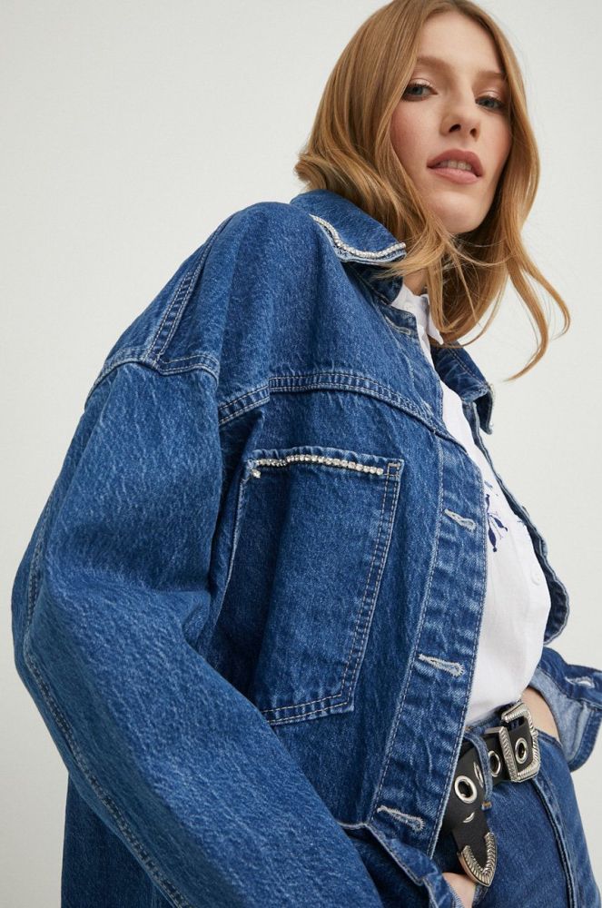 Джинсова куртка Answear Lab жіноча oversize колір блакитний